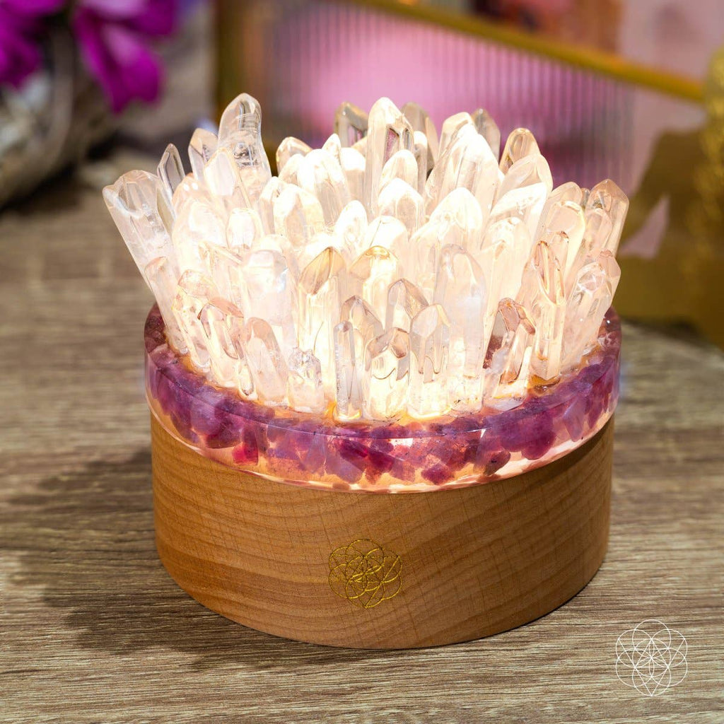 Find My Peace - Quartz & Tourmaline Lamp of Blooming Tranquility