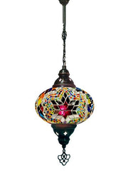Mosaic Hanging Chandelier in a silver/red star/multi bead pa
