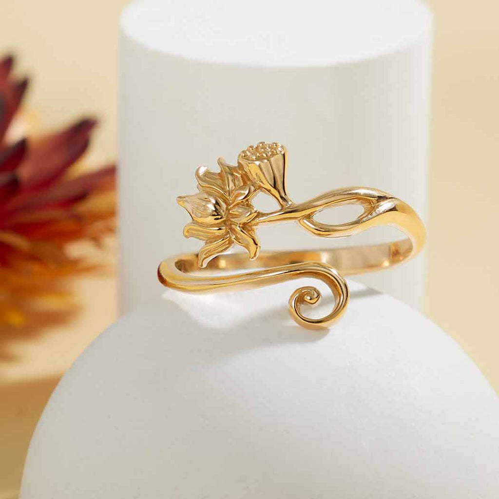 Adjustable Lotus Ring: Sterling Silver
