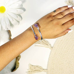 Amethyst Points Bracelet (Adjustable) Silver Plated