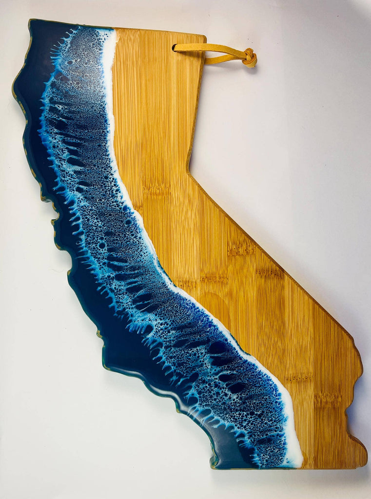 Ocean California State Cutting Board: Aqua