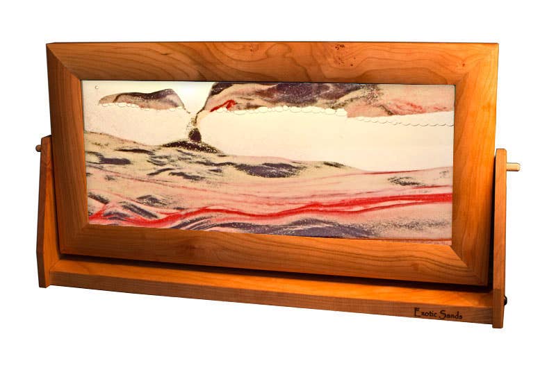 Cherry Wood (Traditional) Moving Sand Art Pictures: Ocean Blue / Small