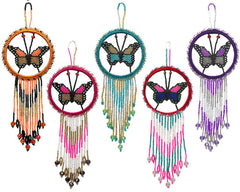 Round Beaded Butterfly Dream Catcher Hanging Ornament