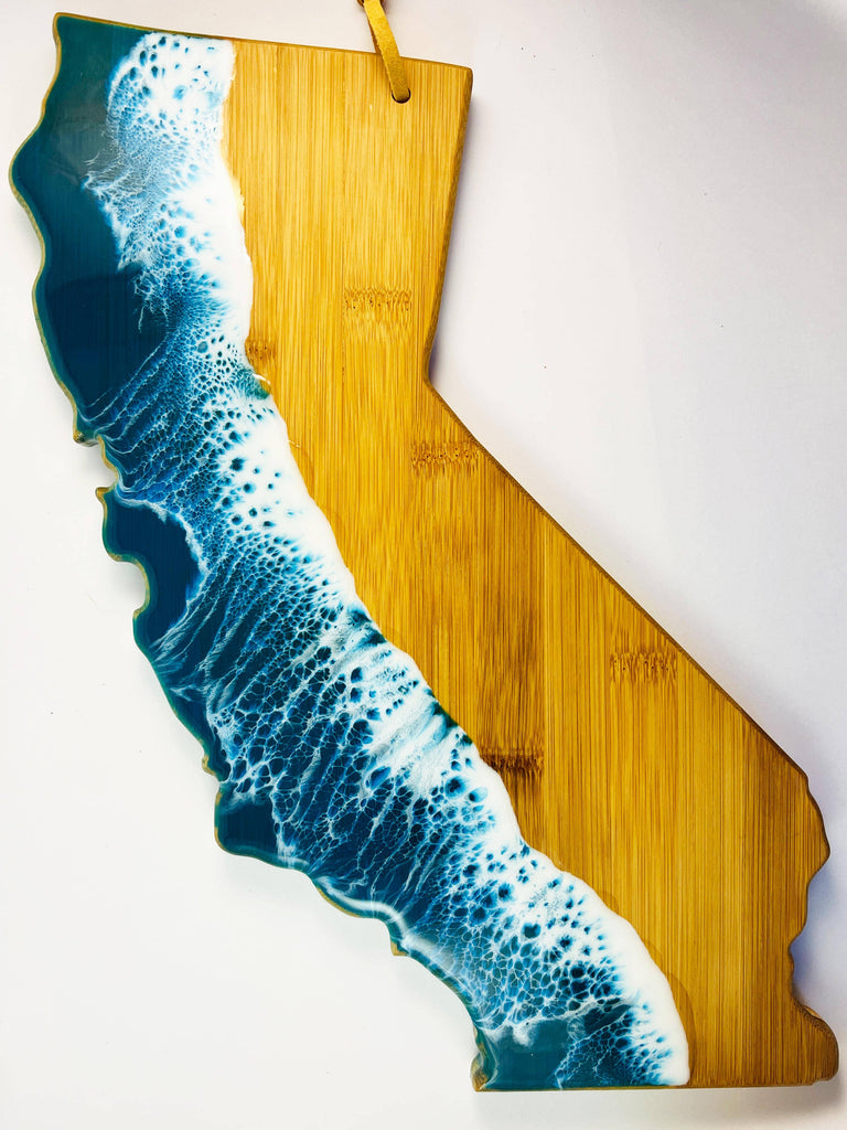 Ocean California State Cutting Board: Aqua