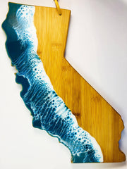 Ocean California State Cutting Board: Aqua