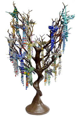 Beaded Hummingbird Figurine Seed Bead Fringe Dangle Ornament