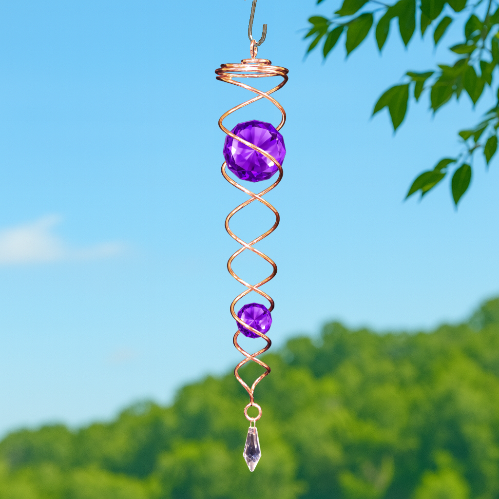 Crystal Twister Wind Spinner - Copper / Purple