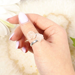 Rose Quartz Ring (Adjustable) | Rose Quartz Silver Plated