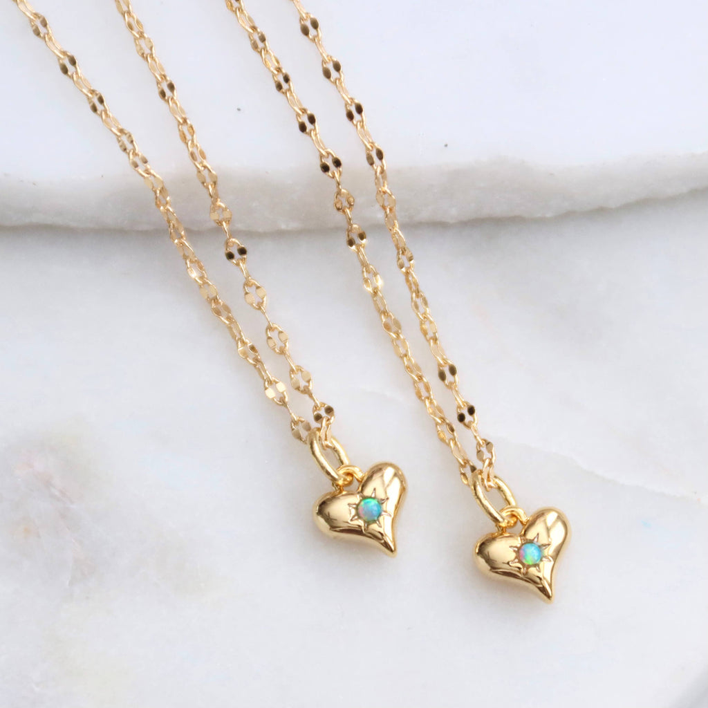 Opal Dainty Heart Necklace