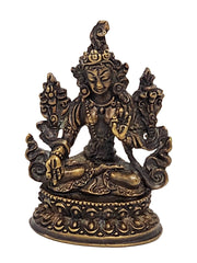 Bronze Statues Tara Buddha Kuber Laxmi: 2”x1.5” / White Tara