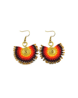 Macrame Sunbeam Earrings: Pink