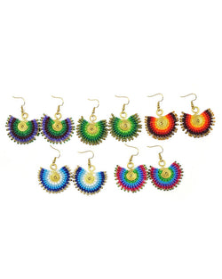 Macrame Sunbeam Earrings: Green