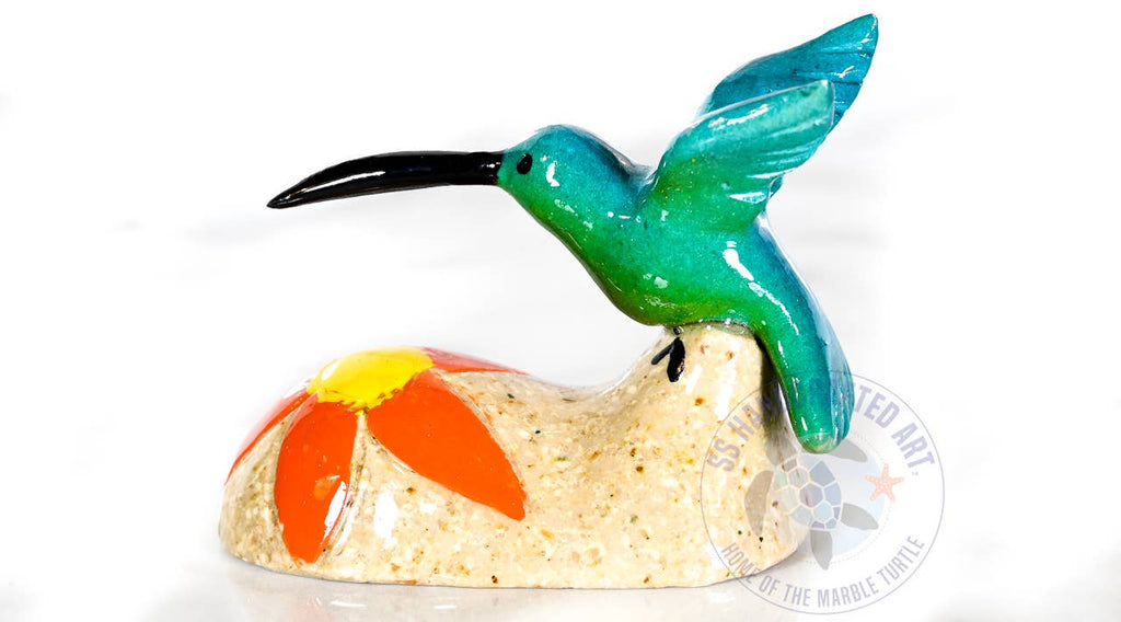 Marble Humming Bird With Flower 4