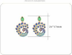 Enamel Peacock Stud Earrings