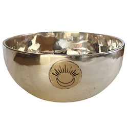 Engraved Silver Full Moon Singing Bowl: Small (5''x2.7)  17.5 oz