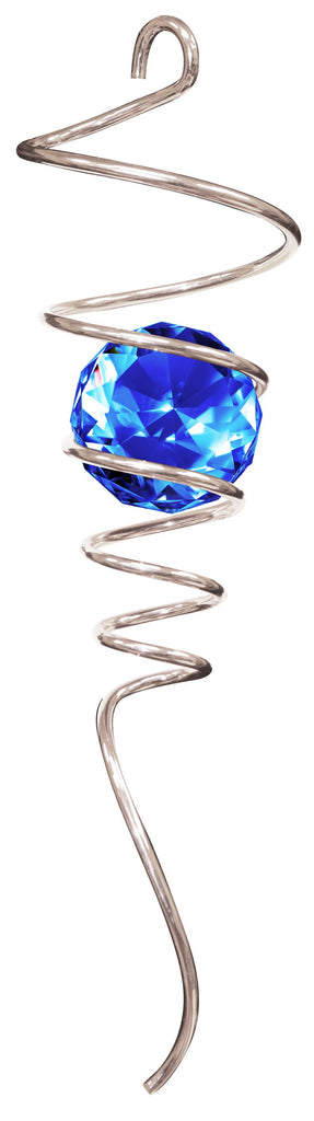 Crystal Spiral Tail Wind Spinner - Silver / Blue