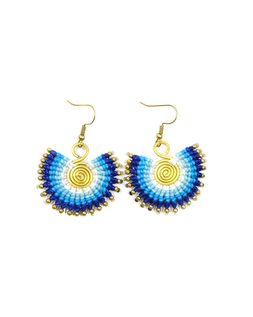 Macrame Sunbeam Earrings: Green