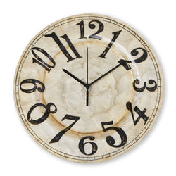 Clock Wall Decor Pearl With Black Numbers, Compressed Capiz