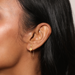 White topaz lotus drape chain studs