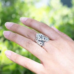 Sterling Silver Monstera Leaves Ring: 7