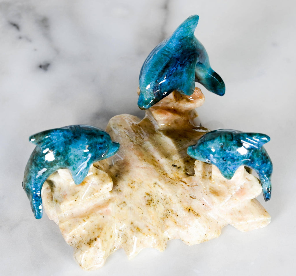 4'' Blue Marble Coral with Dolphin
