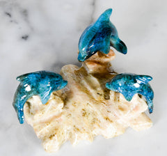 4'' Blue Marble Coral with Dolphin