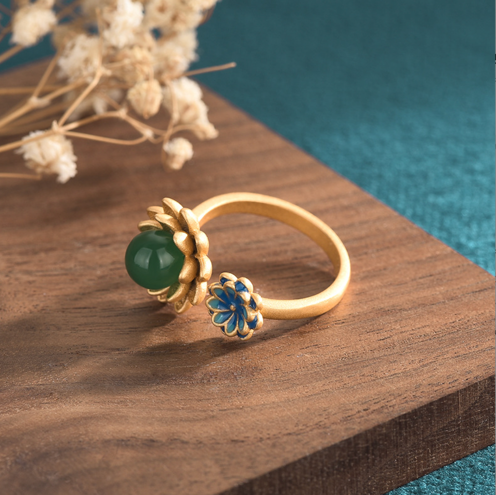 Double Flower Open Ring