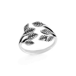 Sterling Silver or Bronze Leaf Cluster Adjustable Ring: Bronze
