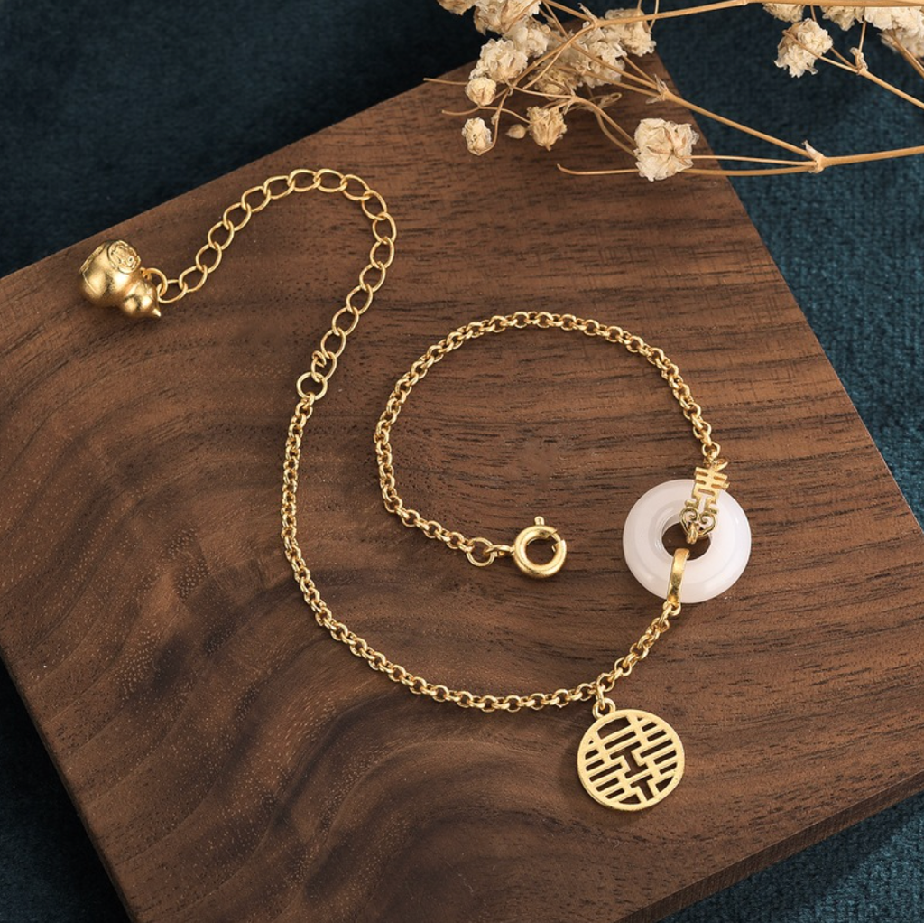Golden Double Happiness Bracelet