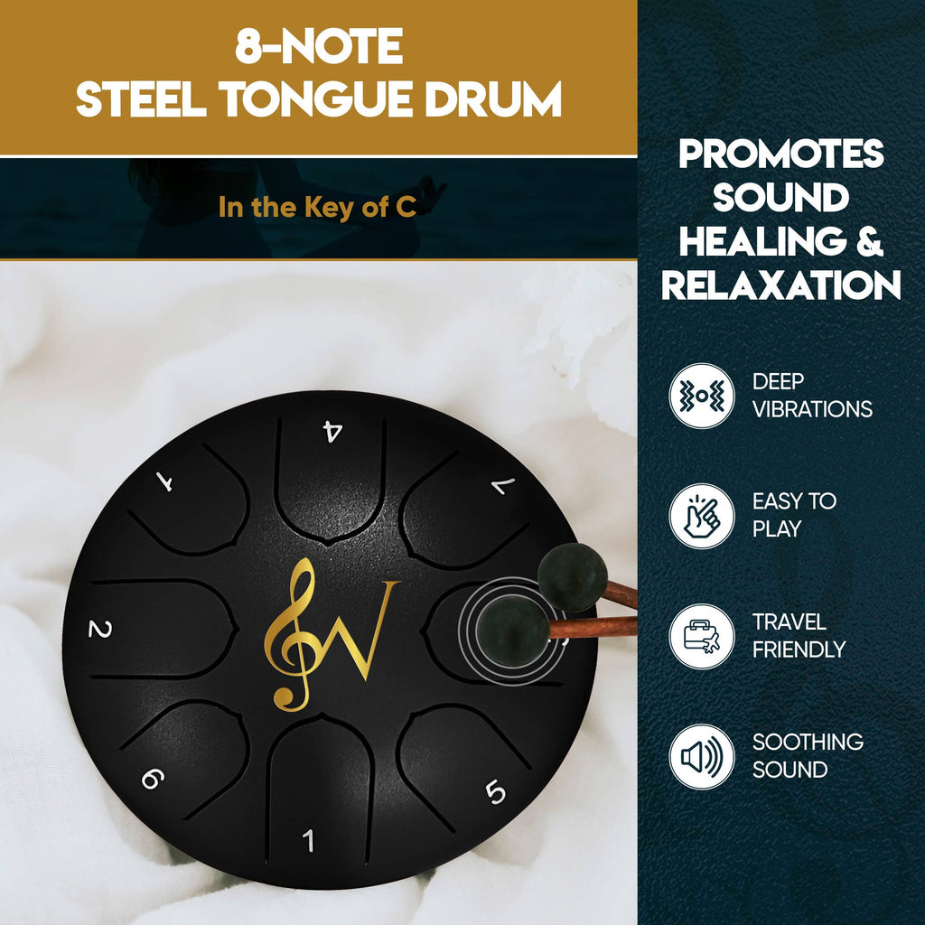 Steel Tongue Rain Drum 6-Inch 8-Notes: White
