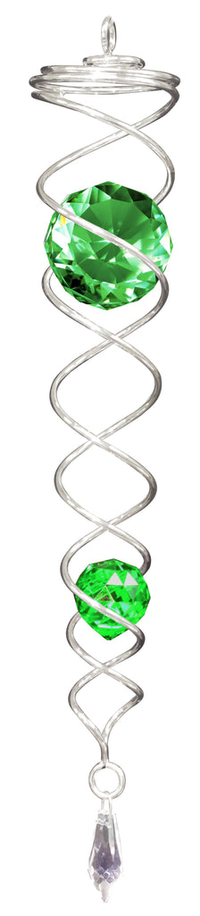 Crystal Twister Wind Spinner - Silver / Green