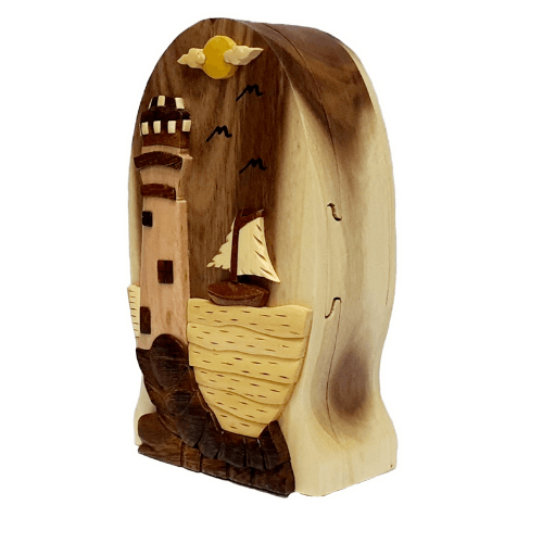 Lighthouse - Hand Carved Keepsake Gift Box