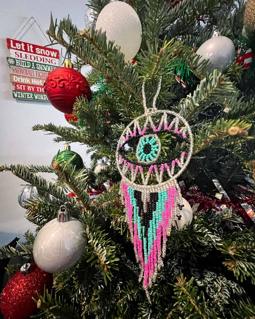 Round Beaded Evil Eye Dream Catcher Hanging Ornament