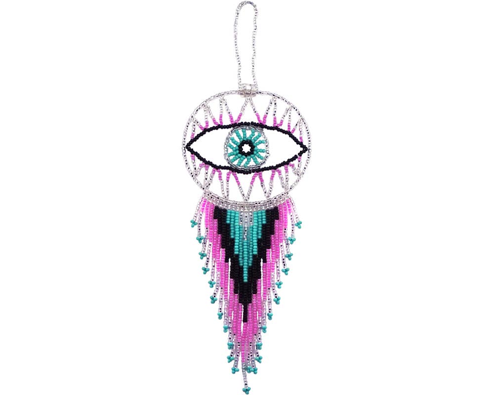 Round Beaded Evil Eye Dream Catcher Hanging Ornament