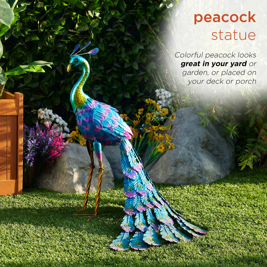 Alpine Corporation Embossed Metal Peacock Décor