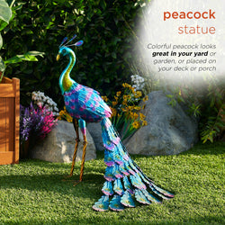 Alpine Corporation Embossed Metal Peacock Décor