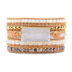 White Selenite & Rhodochrosite Wrap Bracelet