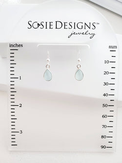 Sterling Silver Bezeled Teardrop Earring - Aqua Chalcedony
