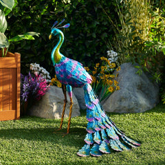 Alpine Corporation Embossed Metal Peacock Décor