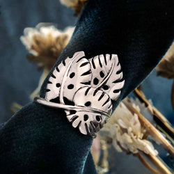 Sterling Silver Monstera Leaves Ring: 5