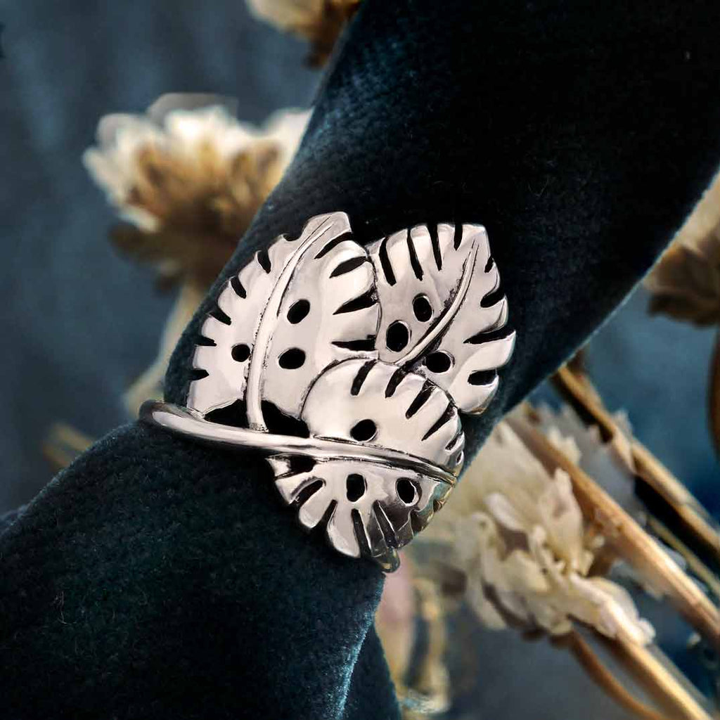 Sterling Silver Monstera Leaves Ring: 7