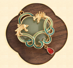 Dragon and Phoenix on Jade Necklace