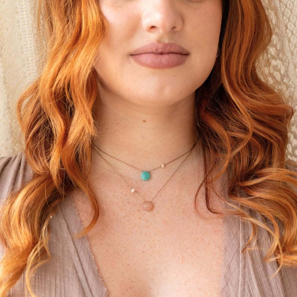 Peach Moonstone & Pearl Goddess Necklace for You Are Cherish