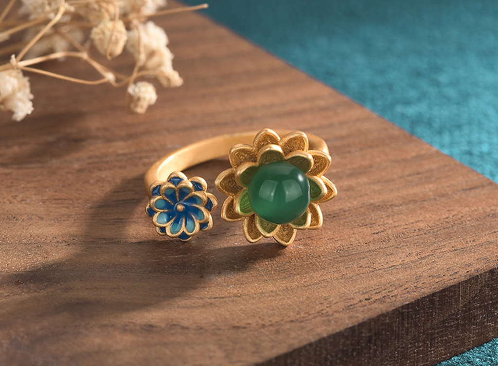Double Flower Open Ring