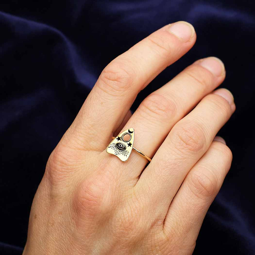 Sterling Silver or Bronze Ouija Planchette Ring: Recycled Sterling Silver / 7