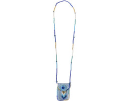 Suede Beaded Seed Bead Fringe Medicine Pouch Necklace Bag