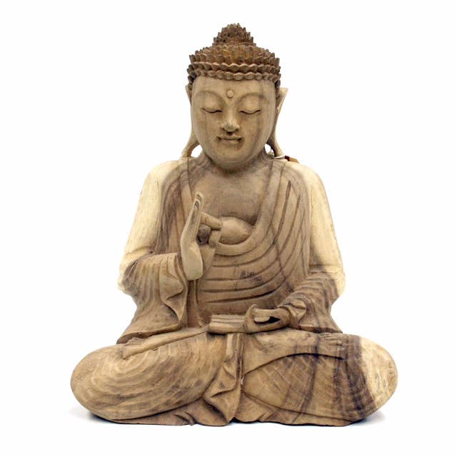 Hand Carved Wood One Hand Buddha Small