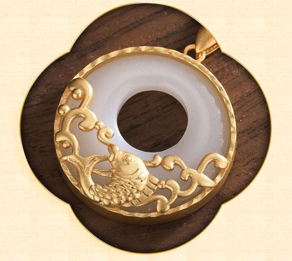 Golden Fish on Jade Necklace