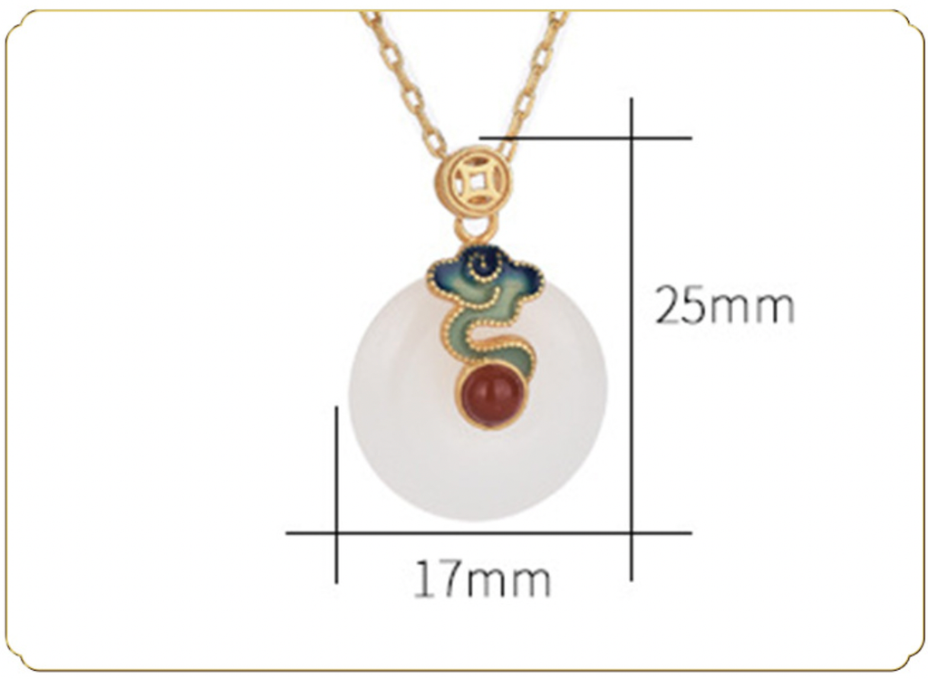 Enamel Cloud on Jade Necklace