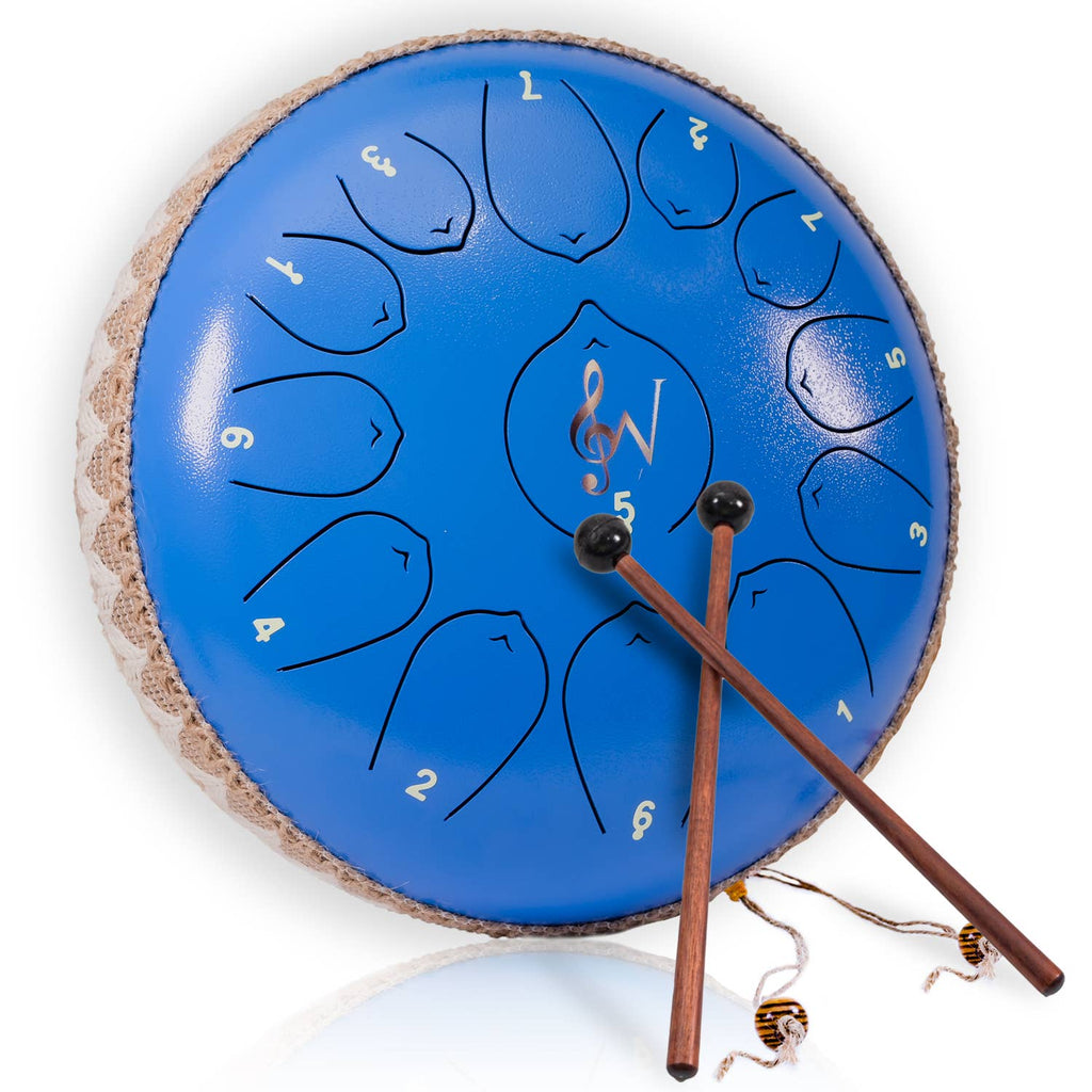 12-Inch 13-Notes Steel Tongue Relaxing Meditation Rain Drum: Red